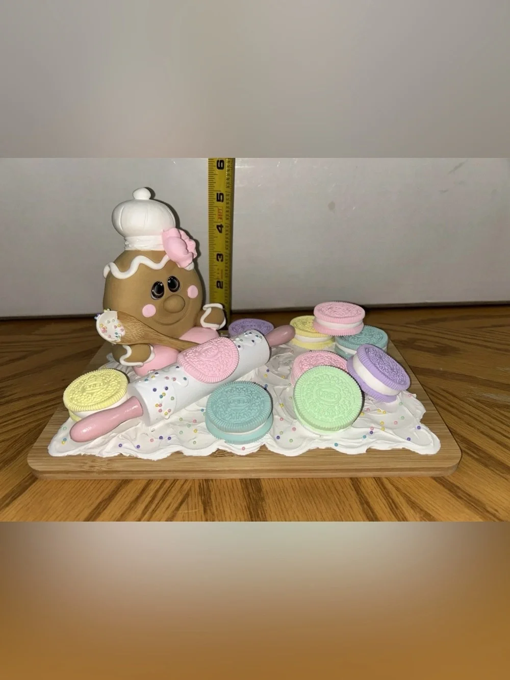 Pastel Fake Gingerbread Cookie Baker Dessert Board Display Handmade